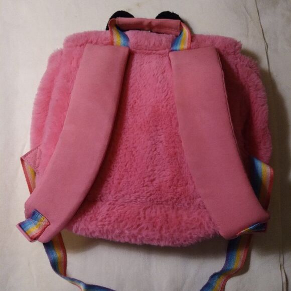 Disney Store Minnie Mouse Fuzzy Pink Backpack - Picture 6 of 11